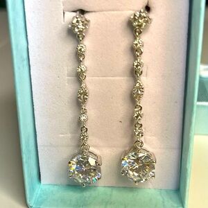 Sterling Silver long Zirconium Stones Earrings